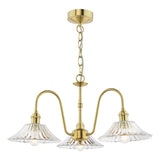 3 Light Pendant Natural Brass and Clear Flared Glass Shade (0183HAD034004)