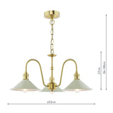 3 Light Pendant Natural Brass and Matt Cashmere/Taupe Metal 18cm (0183HAD034006)