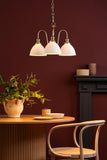 3 Light Bar Pendant Natural Brass and White Domed Ceramic Shade (0183HAD064009)