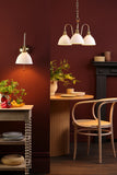 3 Light Bar Pendant Natural Brass and White Domed Ceramic Shade (0183HAD064009)