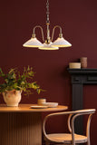 3 Light Pendant Natural Brass and White Shallow Ceramic Shade (0183HAD034010)