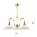 3 Light Pendant Natural Brass and White Shallow Ceramic Shade (0183HAD034010)