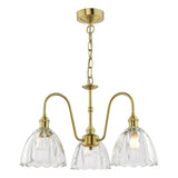 3 Light Pendant Natural Brass and Scalloped Bell Glass Shade (0183HAD034011)