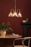 3 Light Pendant Natural Brass and Scalloped Bell Glass Shade (0183HAD034011)