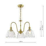 3 Light Pendant Natural Brass and Scalloped Bell Glass Shade (0183HAD034011)
