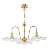 3 Light Pendant Natural Brass and Wavy Glass Shade (0183HAD034012)