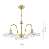 3 Light Pendant Natural Brass and Wavy Glass Shade (0183HAD034012)