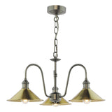 3 Light Pendant Antique Chrome and Aged Brass Metal Shade 18cm (0183HAD036101)