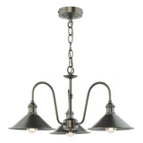 3 Light Pendant Antique Chrome and Pewter Metal Shade 18cm (0183HAD036102)