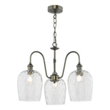 3 Light Pendant Antique Chrome and Clear Dimpled Glass Shade (0183HAD036103)
