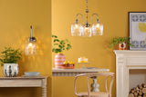 3 Light Pendant Antique Chrome and Clear Dimpled Glass Shade (0183HAD036103)