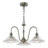 3 Light Pendant Antique Chrome and Clear Flared Glass Shade (0183HAD036104)