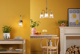 3 Light Pendant Antique Chrome and Clear Ribbed Glass Shade (0183HAD036105)