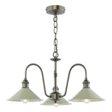 3 Light Pendant Antique Chrome and Matt Cashmere/Taupe Metal Shade 18cm (0183HAD036106)