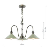 3 Light Pendant Antique Chrome and Matt Cashmere/Taupe Metal Shade 18cm (0183HAD036106)