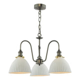 3 Light Pendant Antique Chrome and White Domed Ceramic Shade (0183HAD036109)