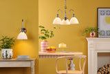 3 Light Pendant Antique Chrome and White Domed Ceramic Shade (0183HAD036109)
