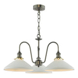 3 Light Pendant Antique Chrome and White Shallow Ceramic Shade (0183HAD036110)