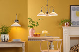 3 Light Pendant Antique Chrome and White Shallow Ceramic Shade (0183HAD036110)