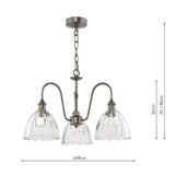 3 Light Pendant Antique Chrome and Scalloped Bell Shade (0183HAD036111)