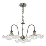 3 Light Pendant Antique Chrome and Wavy Glass Shade (0183HAD036112)