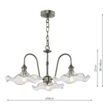 3 Light Pendant Antique Chrome and Wavy Glass Shade (0183HAD036112)