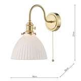 1 Light Wall Light Natural Brass and White Domed Ceramic Shade (0183HAD074009)