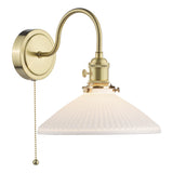 1 Light Wall Light Natural Brass and White Shallow Ceramic Shade (0183HAD074010)