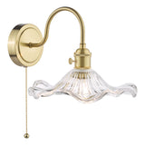 1 Light Wall Light Natural Brass and Wavy Glass Shade (0183HAD074012)