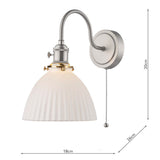 1 Light Tall Wall Light Antique Chrome and White Domed Ceramic Shade (0183HAD076109)
