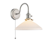 1 Light Tall Wall Light Antique Chrome and White Shallow Ceramic Shade (0183HAD076110)