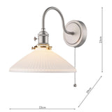 1 Light Tall Wall Light Antique Chrome and White Shallow Ceramic Shade (0183HAD076110)