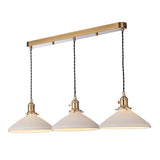 3 Light Bar Pendant Natural Brass and White Shallow Ceramic Shade (0183HAD064010)