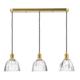 3 Light Bar Pendant Natural Brass and Scalloped Bell Glass Shade (0183HAD364011)