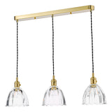 3 Light Bar Pendant Natural Brass and Scalloped Bell Glass Shade (0183HAD364011)