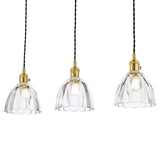 3 Light Bar Pendant Natural Brass and Scalloped Bell Glass Shade (0183HAD364011)