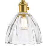 3 Light Bar Pendant Natural Brass and Scalloped Bell Glass Shade (0183HAD364011)