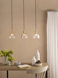 3 Light Bar Pendant Natural Brass and Scalloped Bell Glass Shade (0183HAD364011)