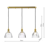 3 Light Bar Pendant Natural Brass and Scalloped Bell Glass Shade (0183HAD364011)