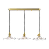 3 Light Bar Pendant Natural Brass and Wavy Glass Shade (0183HAD364012)