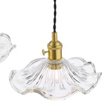 3 Light Bar Pendant Natural Brass and Wavy Glass Shade (0183HAD364012)