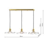 3 Light Bar Pendant Natural Brass and Wavy Glass Shade (0183HAD364012)