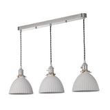 3 Light Bar Pendant in Antique Chrome and White Domed Ceramic Shade (0183HAD366109)