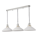 3 Light Bar Pendant in Antique Chrome and White Shallow Ceramic Shade (0183HAD366110)