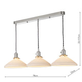 3 Light Bar Pendant in Antique Chrome and White Shallow Ceramic Shade (0183HAD366110)