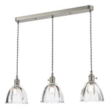 3 Light Bar Pendant in Antique Chrome and Scalloped Bell Glass Shade (0183HAD366111)