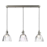 3 Light Bar Pendant in Antique Chrome and Scalloped Bell Glass Shade (0183HAD366111)