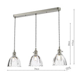 3 Light Bar Pendant in Antique Chrome and Scalloped Bell Glass Shade (0183HAD366111)