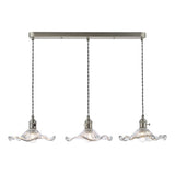 3 Light Bar Pendant in Antique Chrome and Wavy Glass Shade (0183HAD366112)