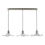3 Light Bar Pendant in Antique Chrome and Wavy Glass Shade (0183HAD366112)